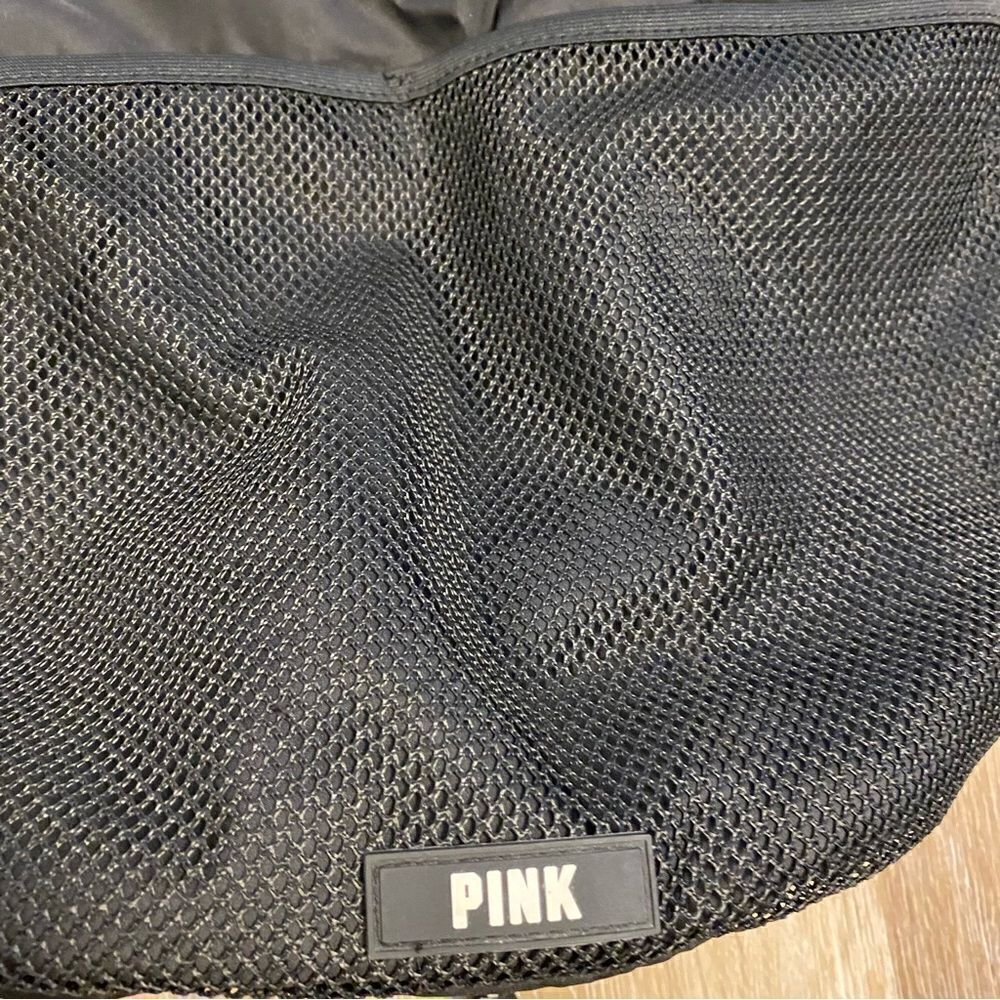 PINK by Victoria’s Secret Black Cinch Sack bucket Backpack tote purse beach - Picture 9 of 10